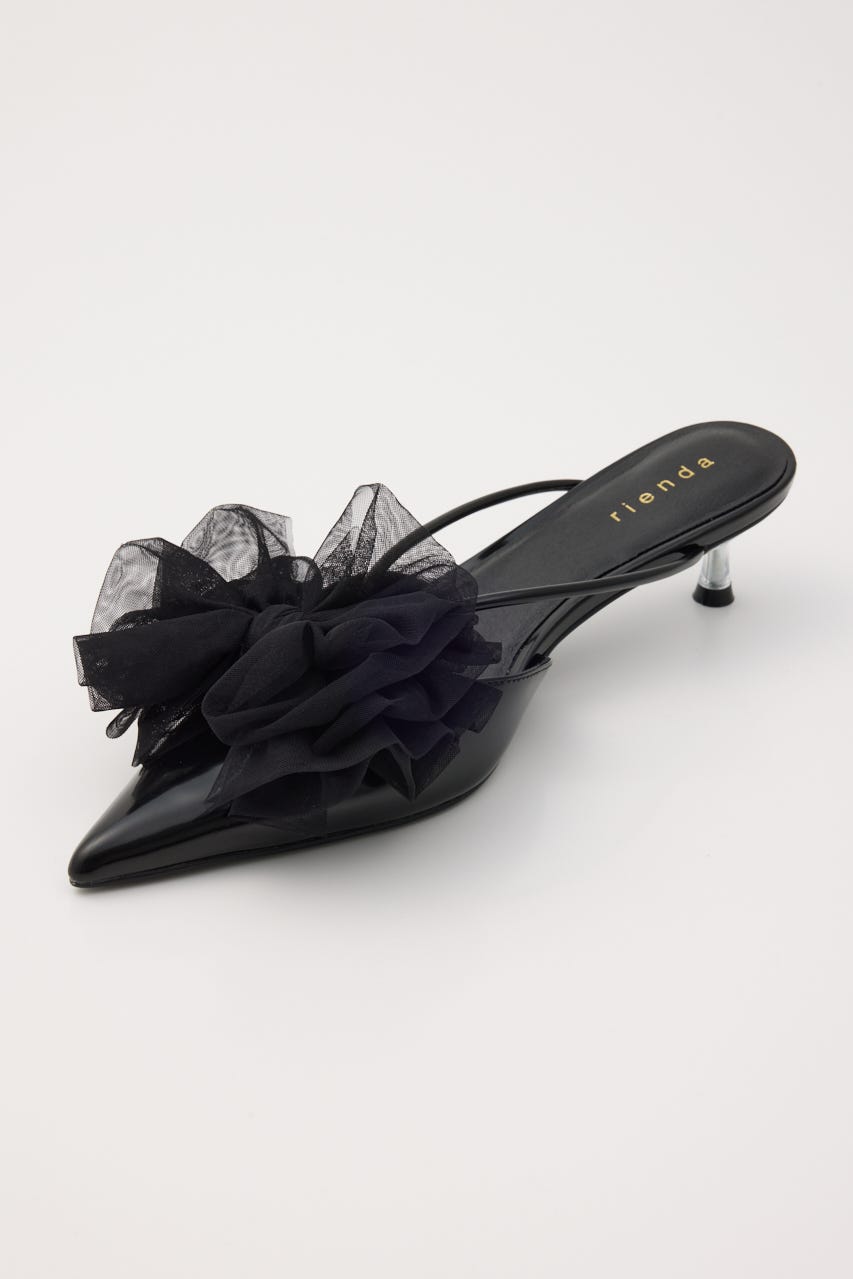 Bigリボンチュールミュール BLK M