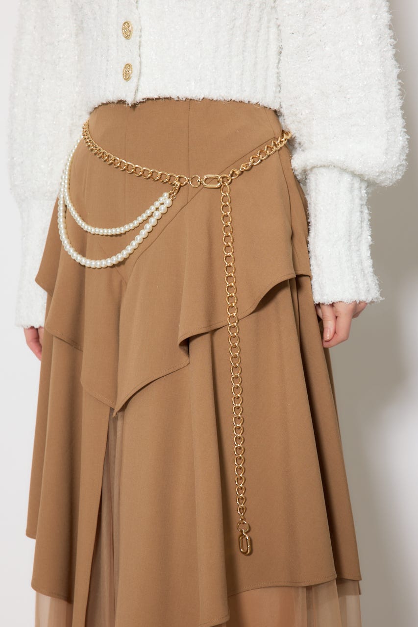 フェイクパールセットチェーンベルト GLD FREE