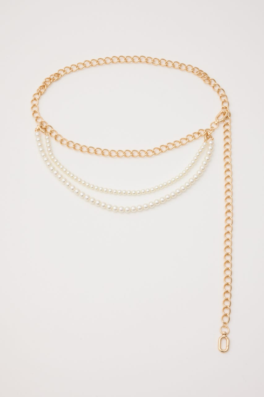 フェイクパールセットチェーンベルト GLD FREE