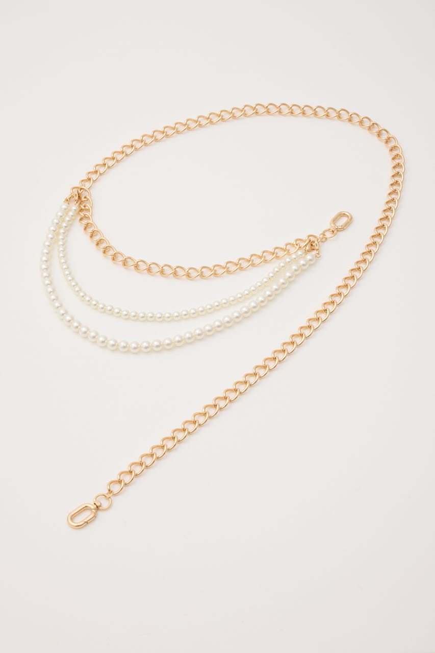 フェイクパールセットチェーンベルト GLD FREE