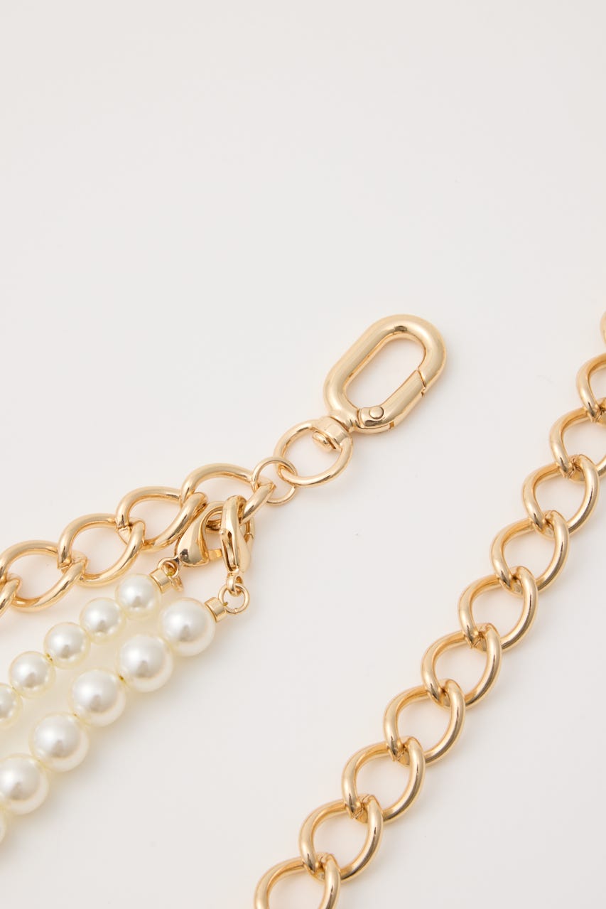 フェイクパールセットチェーンベルト GLD FREE