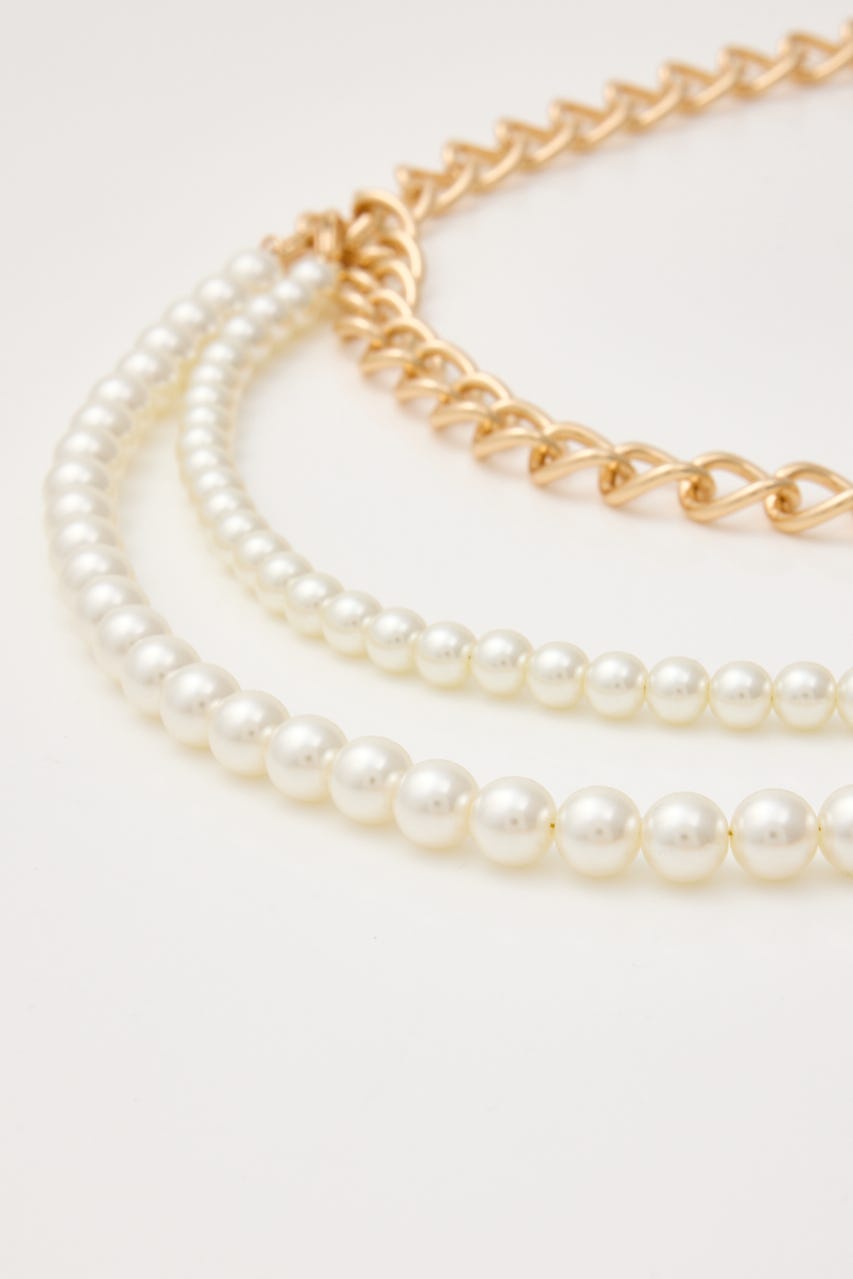 フェイクパールセットチェーンベルト GLD FREE