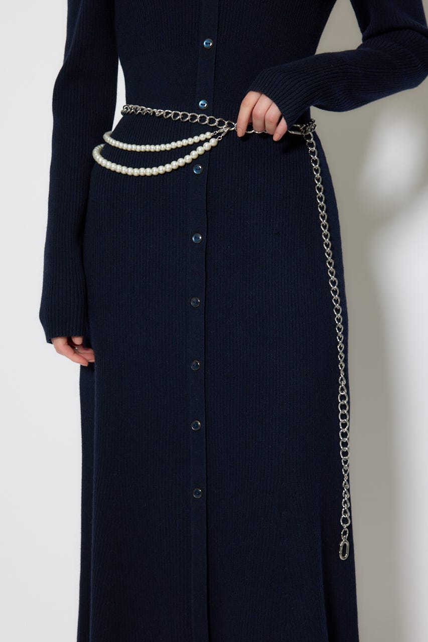 フェイクパールセットチェーンベルト SLV FREE