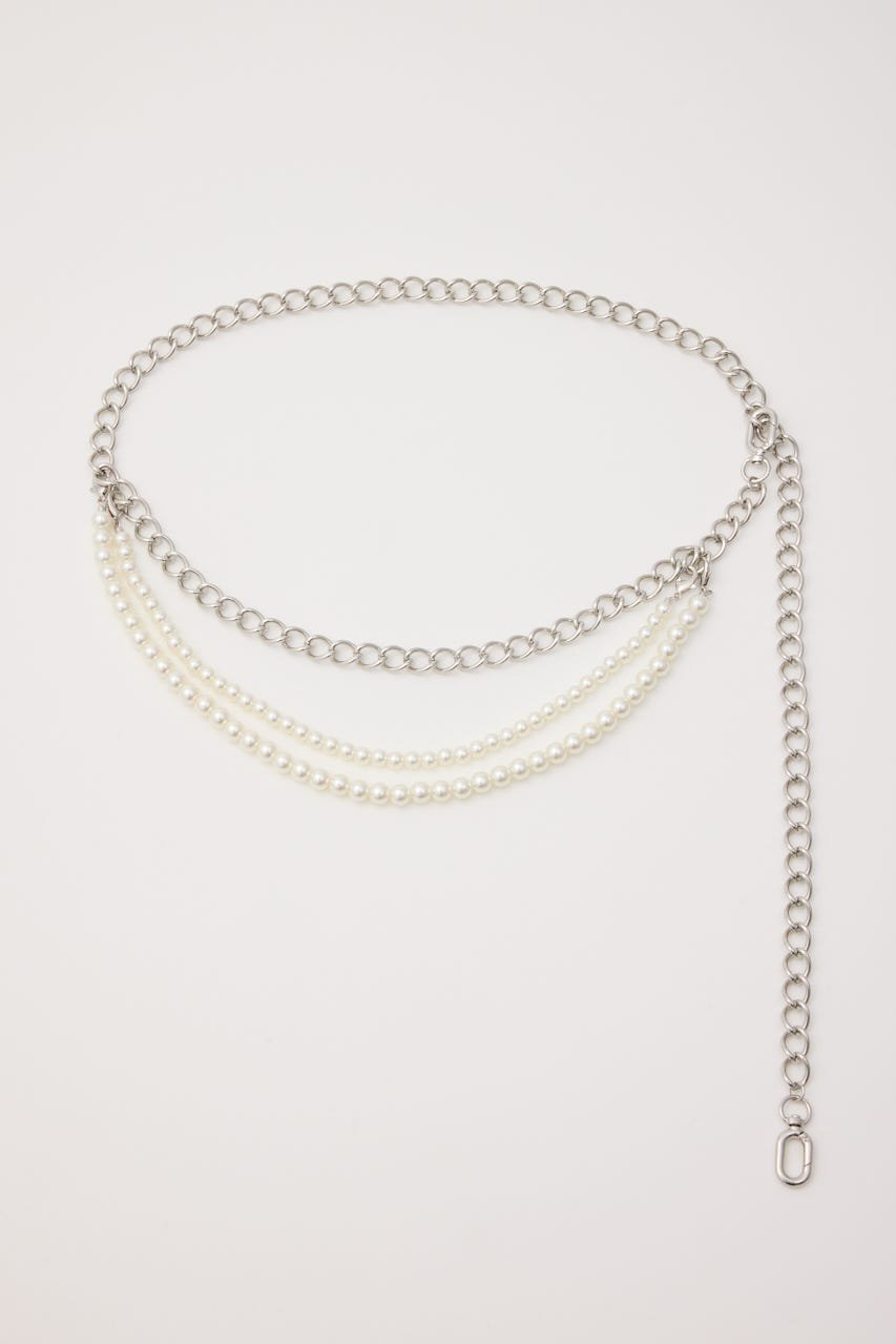 フェイクパールセットチェーンベルト SLV FREE