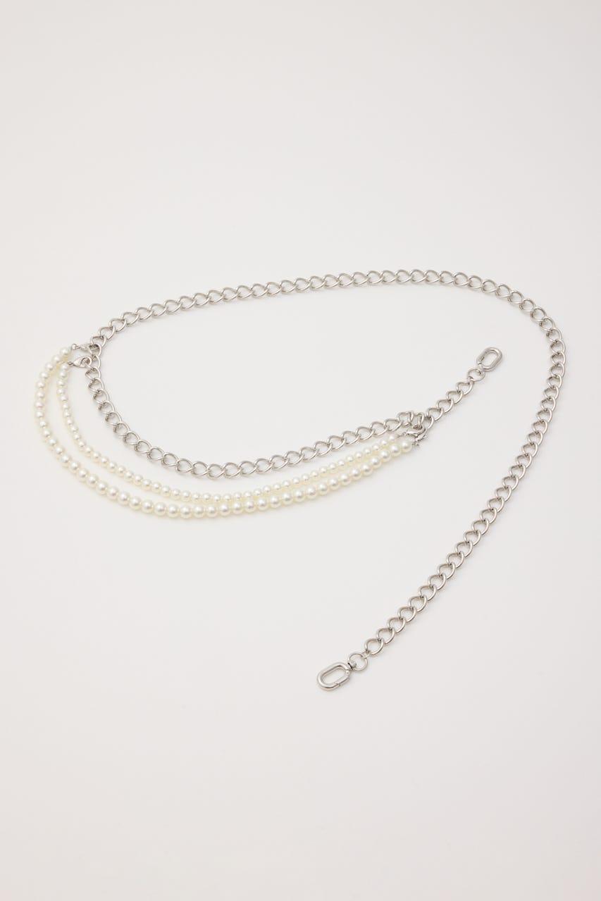 フェイクパールセットチェーンベルト SLV FREE