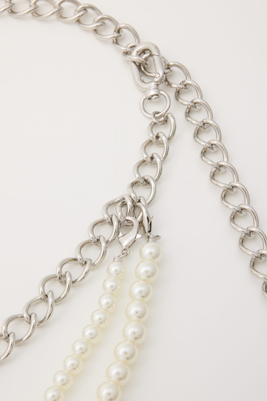 フェイクパールセットチェーンベルト SLV FREE