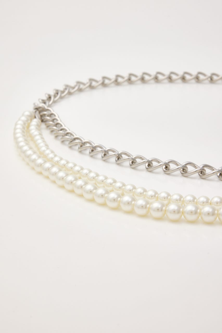 フェイクパールセットチェーンベルト SLV FREE