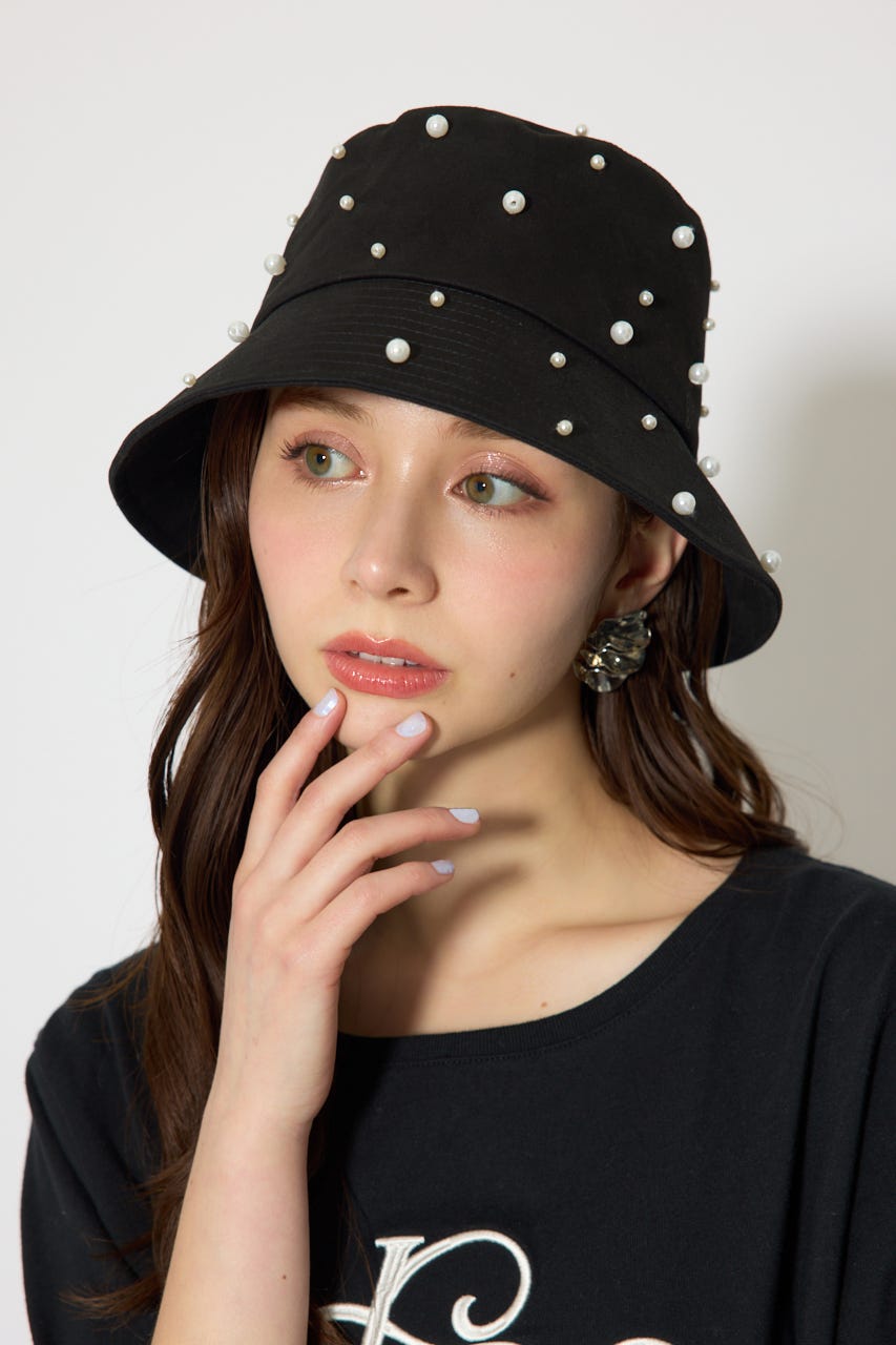 フェイクパールパケットハット BLK FREE