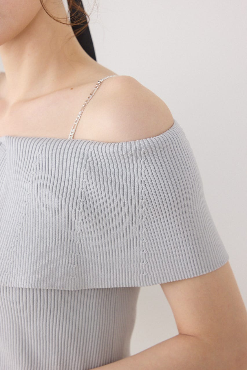 レースアップオフショルニットトップス L/BLU FREE