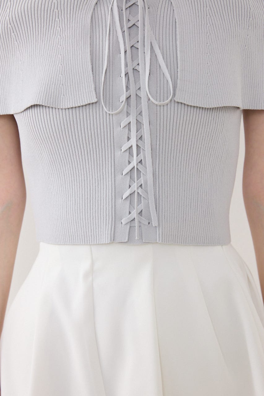 レースアップオフショルニットトップス L/BLU FREE