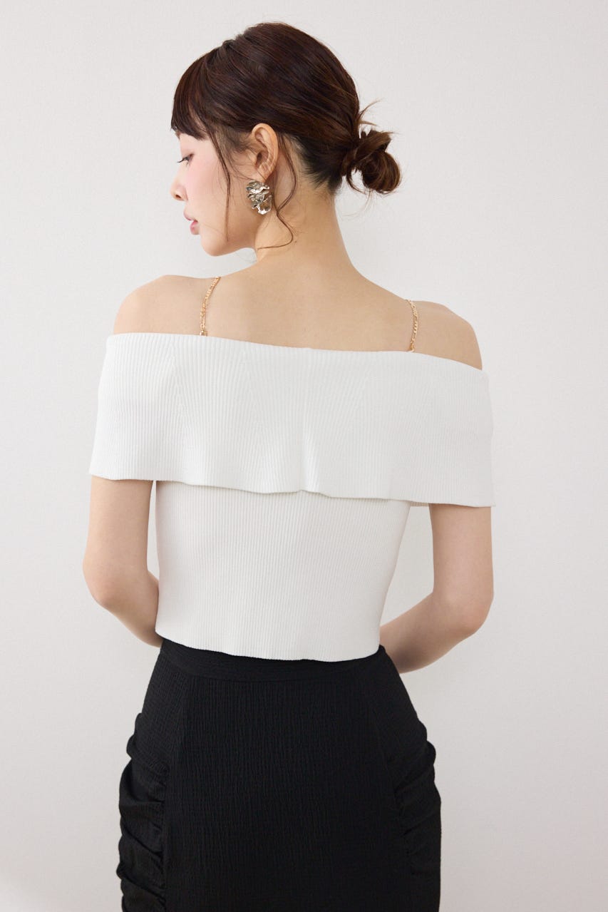 【GirlsAward着用アイテム】レースアップオフショルニットトップス WHT FREE