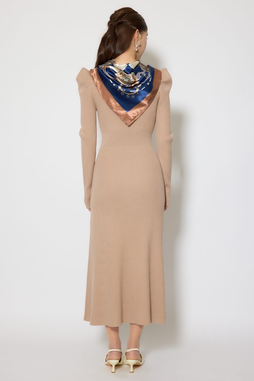 スカーフ付きマーメイドニットワンピース BEG FREE