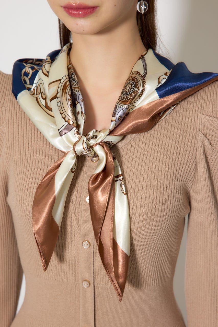 スカーフ付きマーメイドニットワンピース BEG FREE