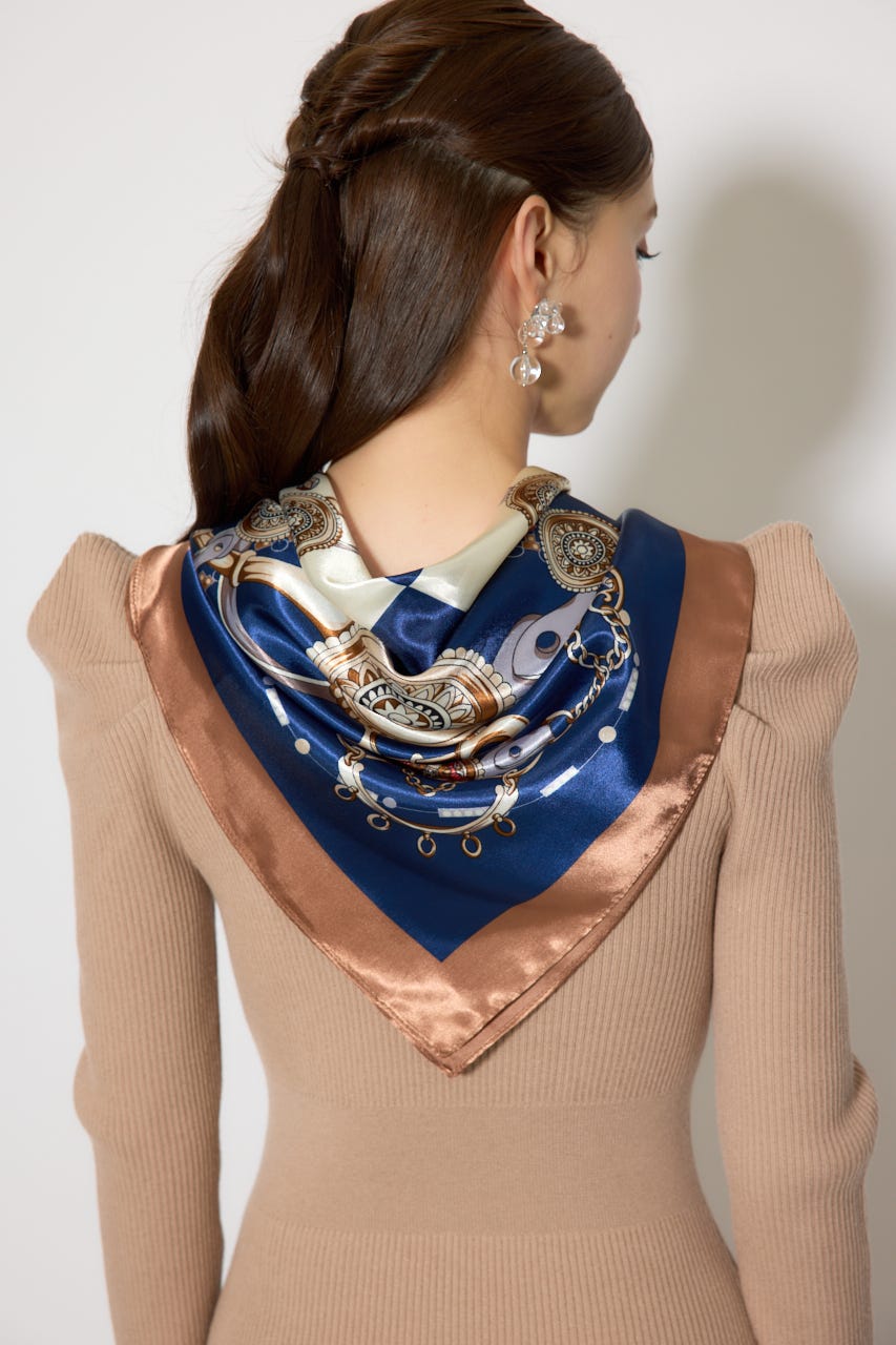 スカーフ付きマーメイドニットワンピース BEG FREE