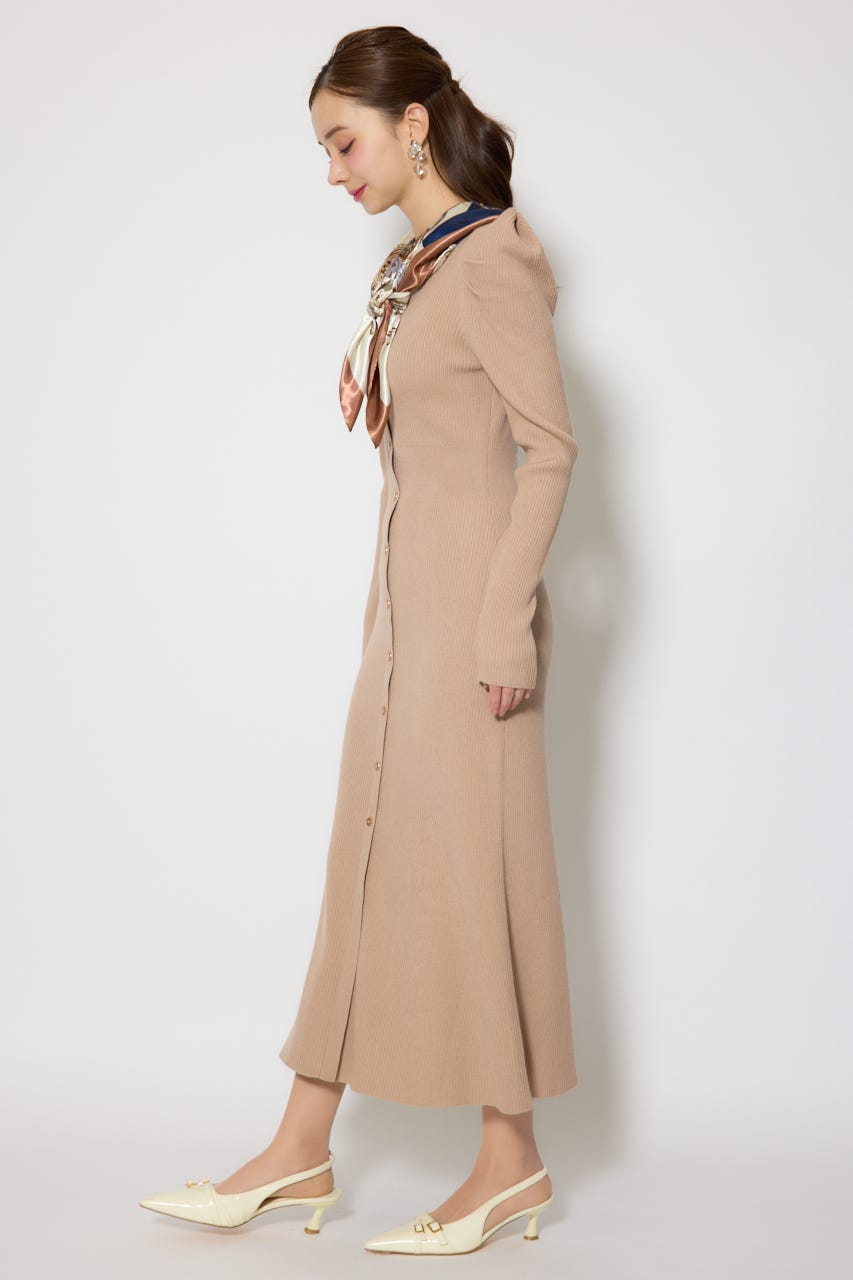 スカーフ付きマーメイドニットワンピース BEG FREE