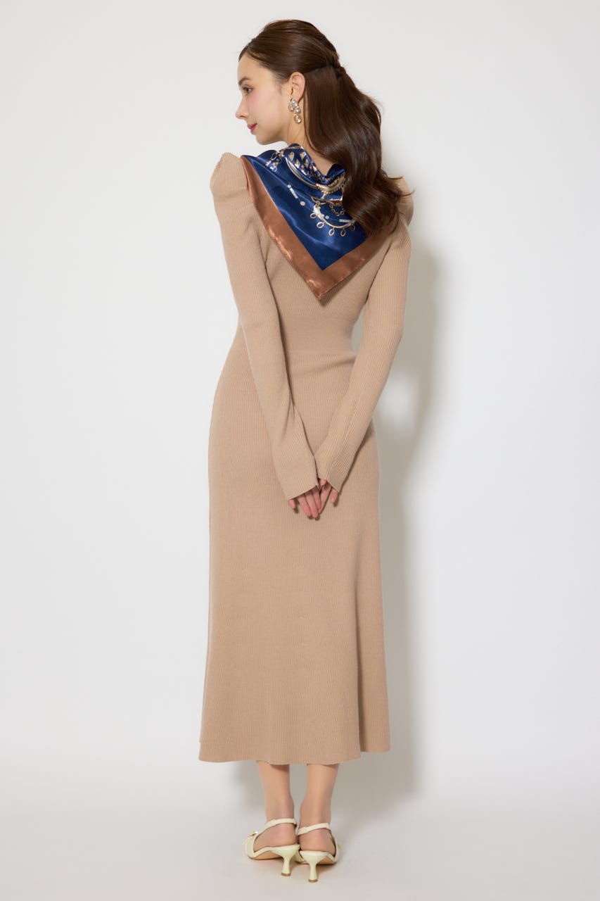 スカーフ付きマーメイドニットワンピース BEG FREE