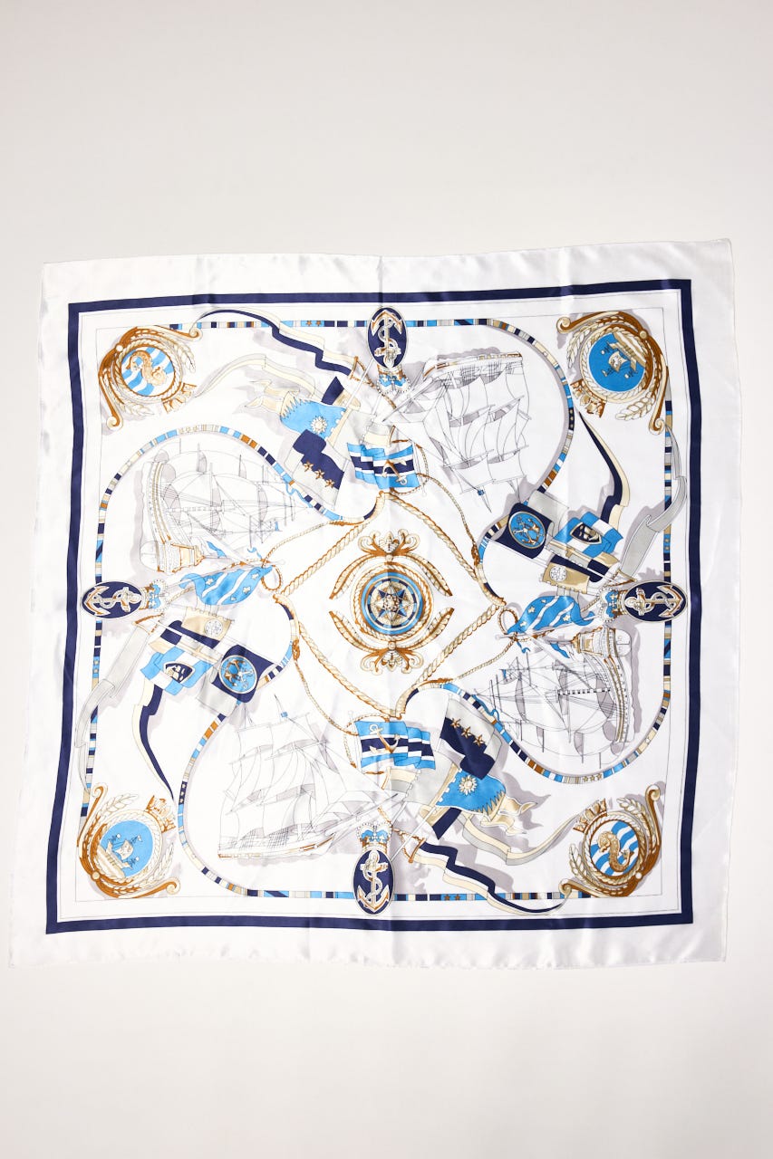 スカーフ付きマーメイドニットワンピース L/BLU FREE