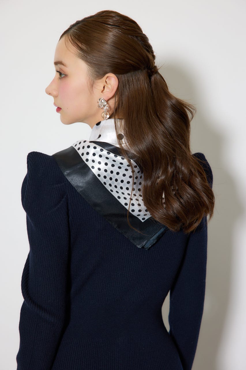 スカーフ付きマーメイドニットワンピース NVY FREE