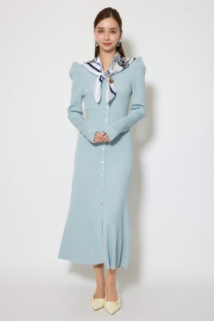 スカーフ付きマーメイドニットワンピース