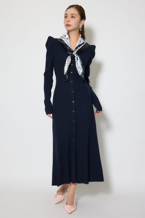 スカーフ付きマーメイドニットワンピース