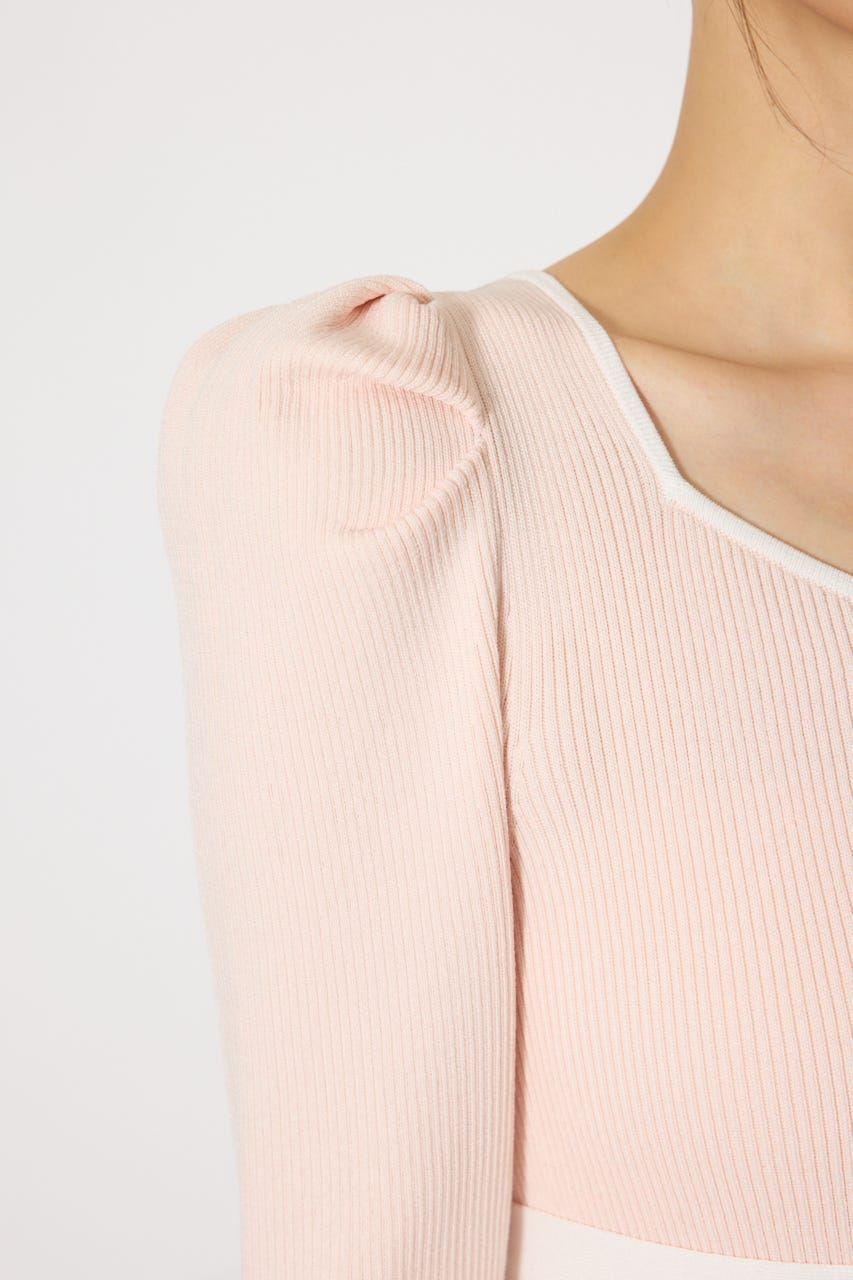 配色ペプラムタイトニットワンピース L/PNK FREE