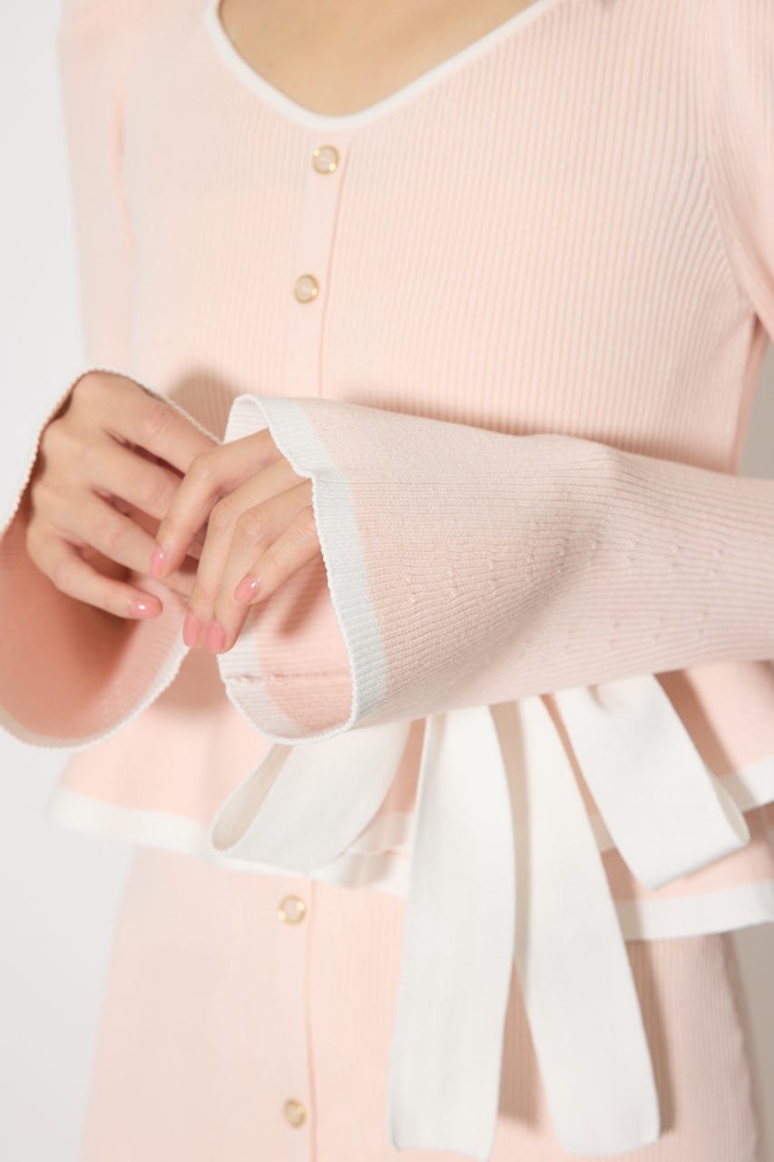 配色ペプラムタイトニットワンピース L/PNK FREE