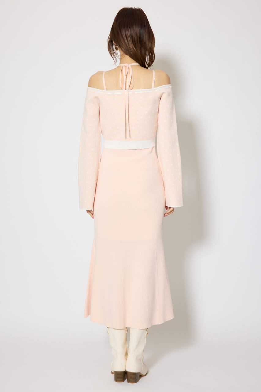 リボンカーデセットマーメイドニットワンピース PNK FREE