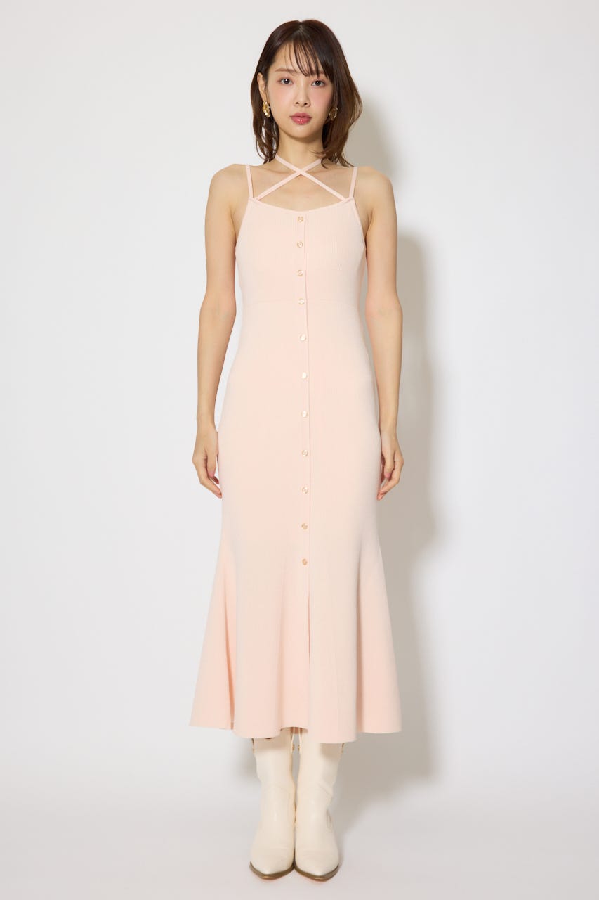 リボンカーデセットマーメイドニットワンピース PNK FREE