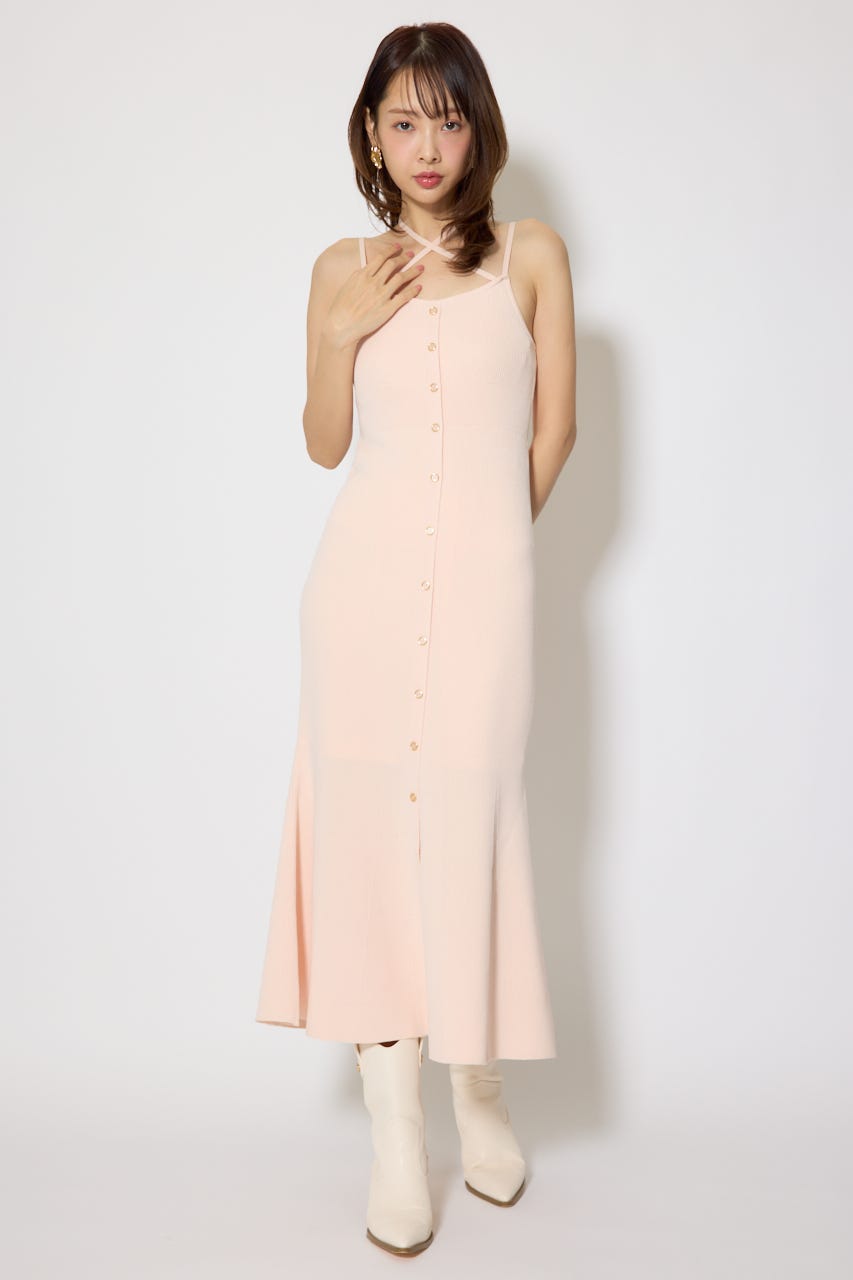 リボンカーデセットマーメイドニットワンピース PNK FREE