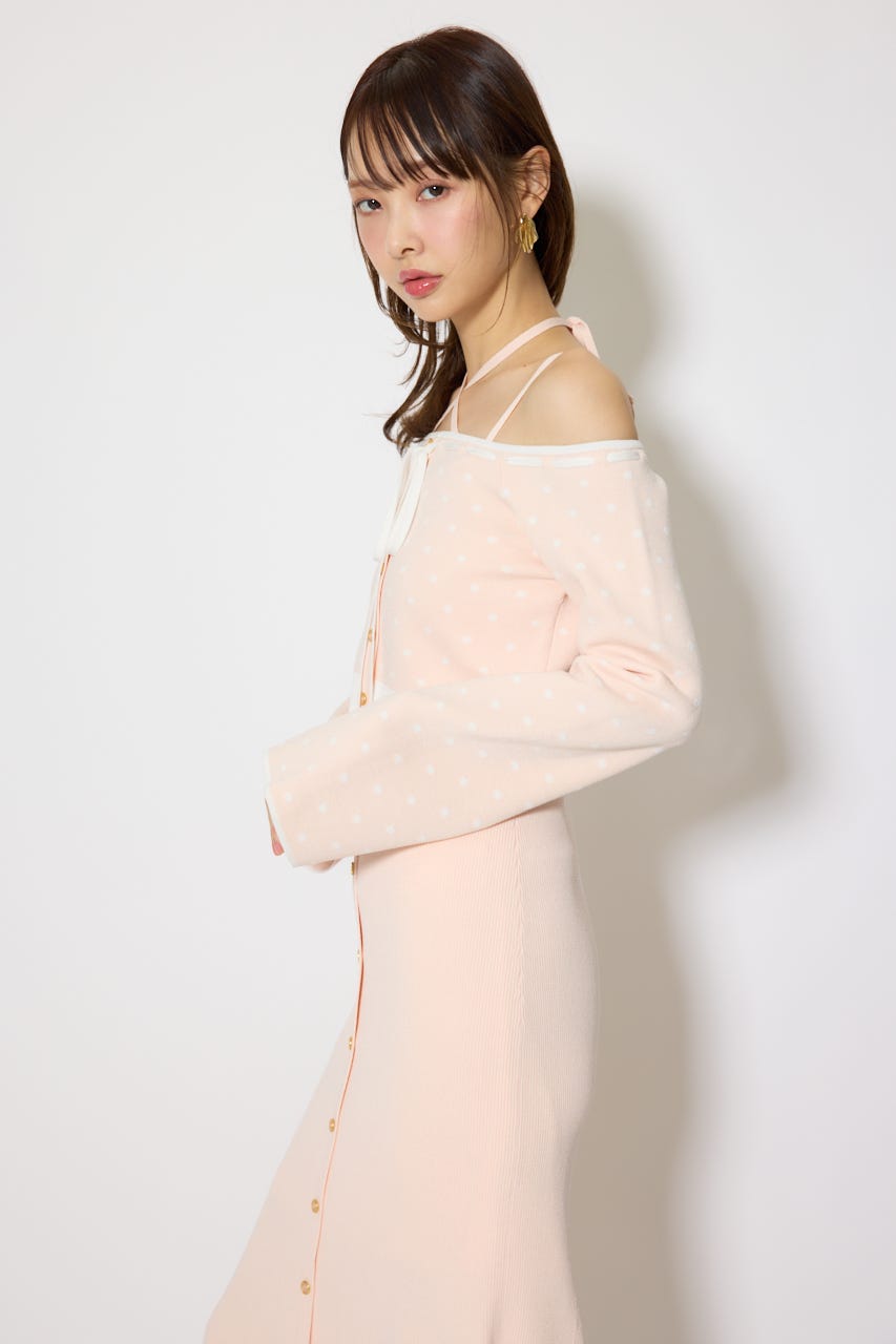 リボンカーデセットマーメイドニットワンピース PNK FREE