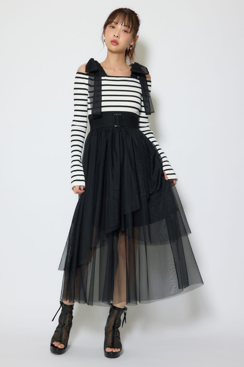 ショルダーリボンチュールニットワンピース Multi_1 FREE