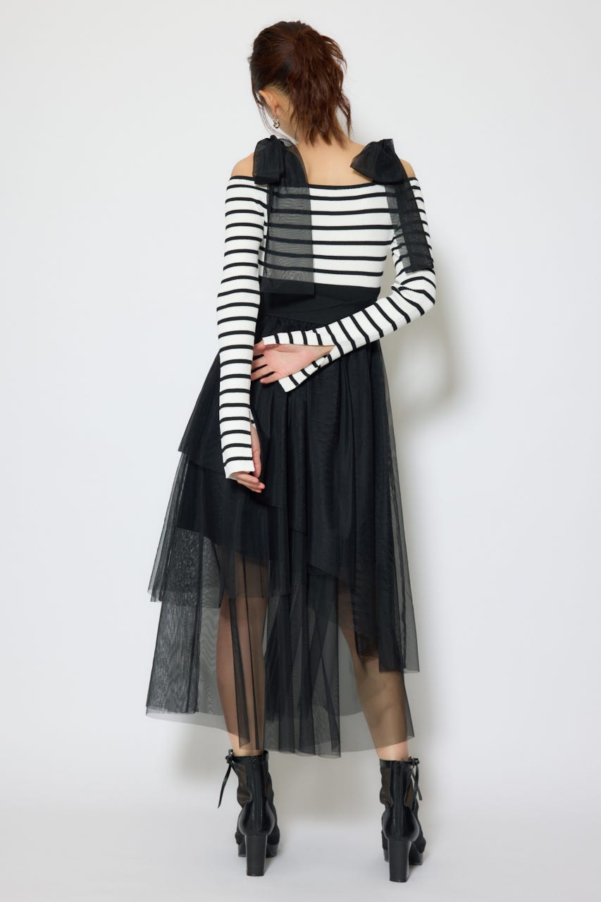 ショルダーリボンチュールニットワンピース Multi_1 FREE