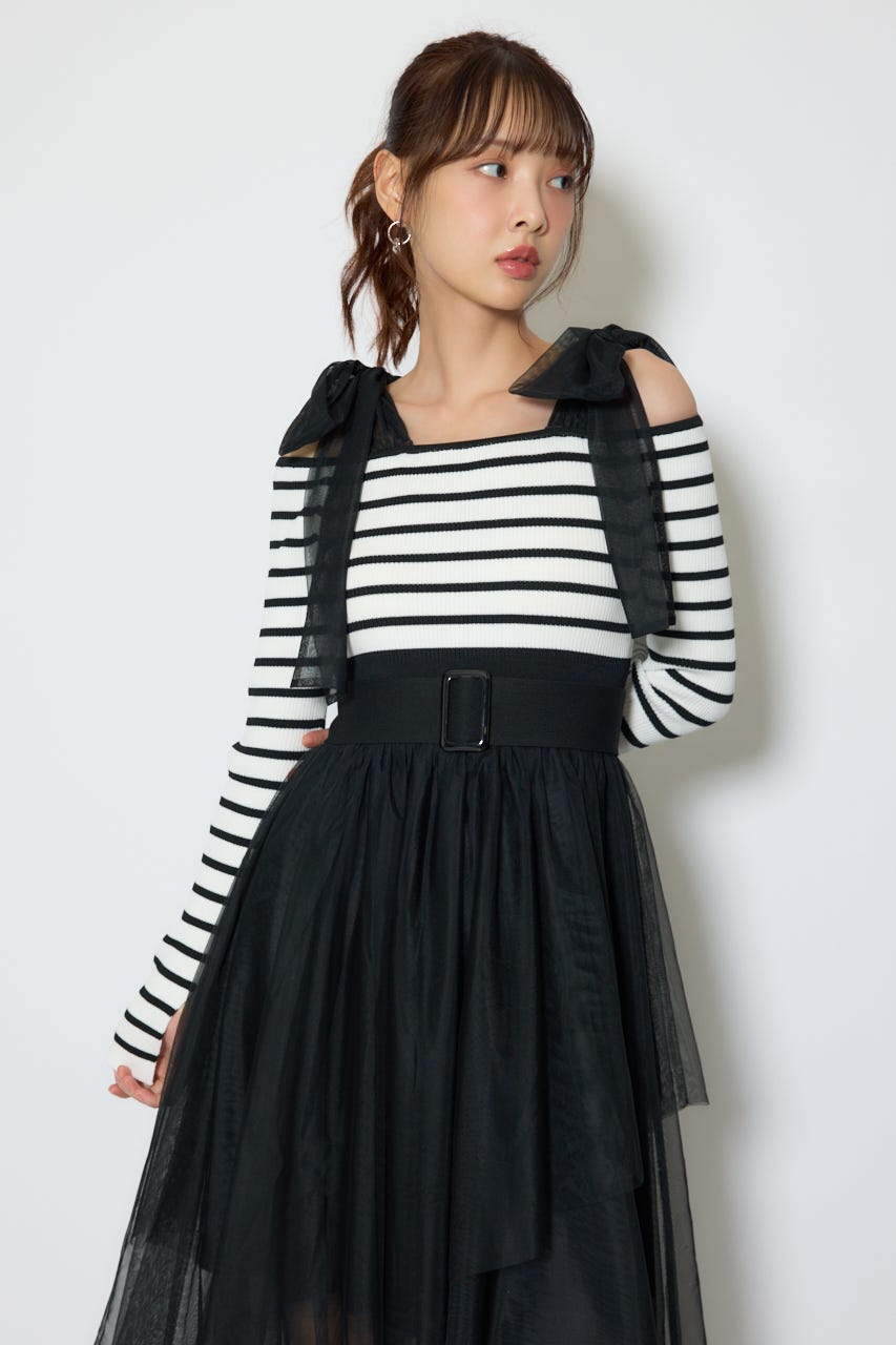 ショルダーリボンチュールニットワンピース Multi_1 FREE