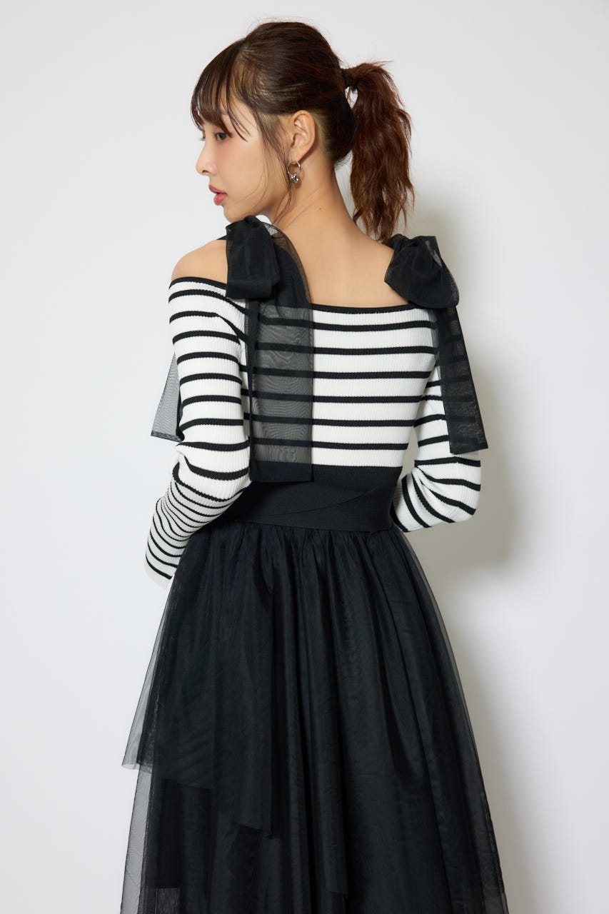 ショルダーリボンチュールニットワンピース Multi_1 FREE