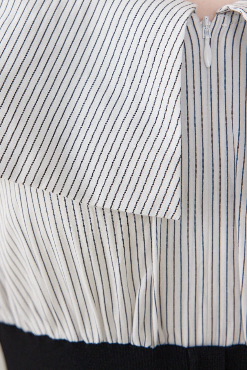 2WAYフロントジップビッグカラータイトニットワンピース BLK FREE