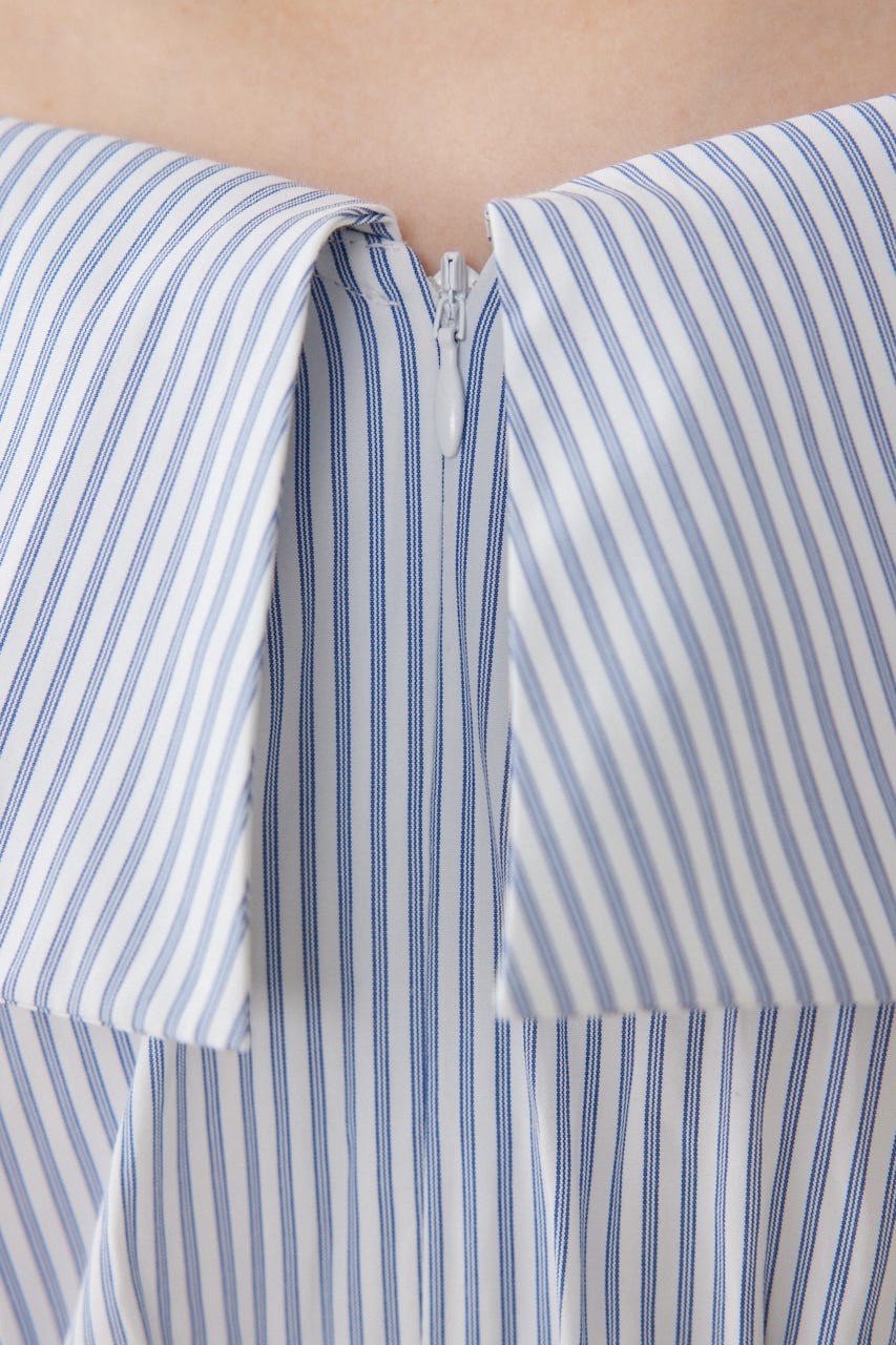 2WAYフロントジップビッグカラータイトニットワンピース WHT FREE