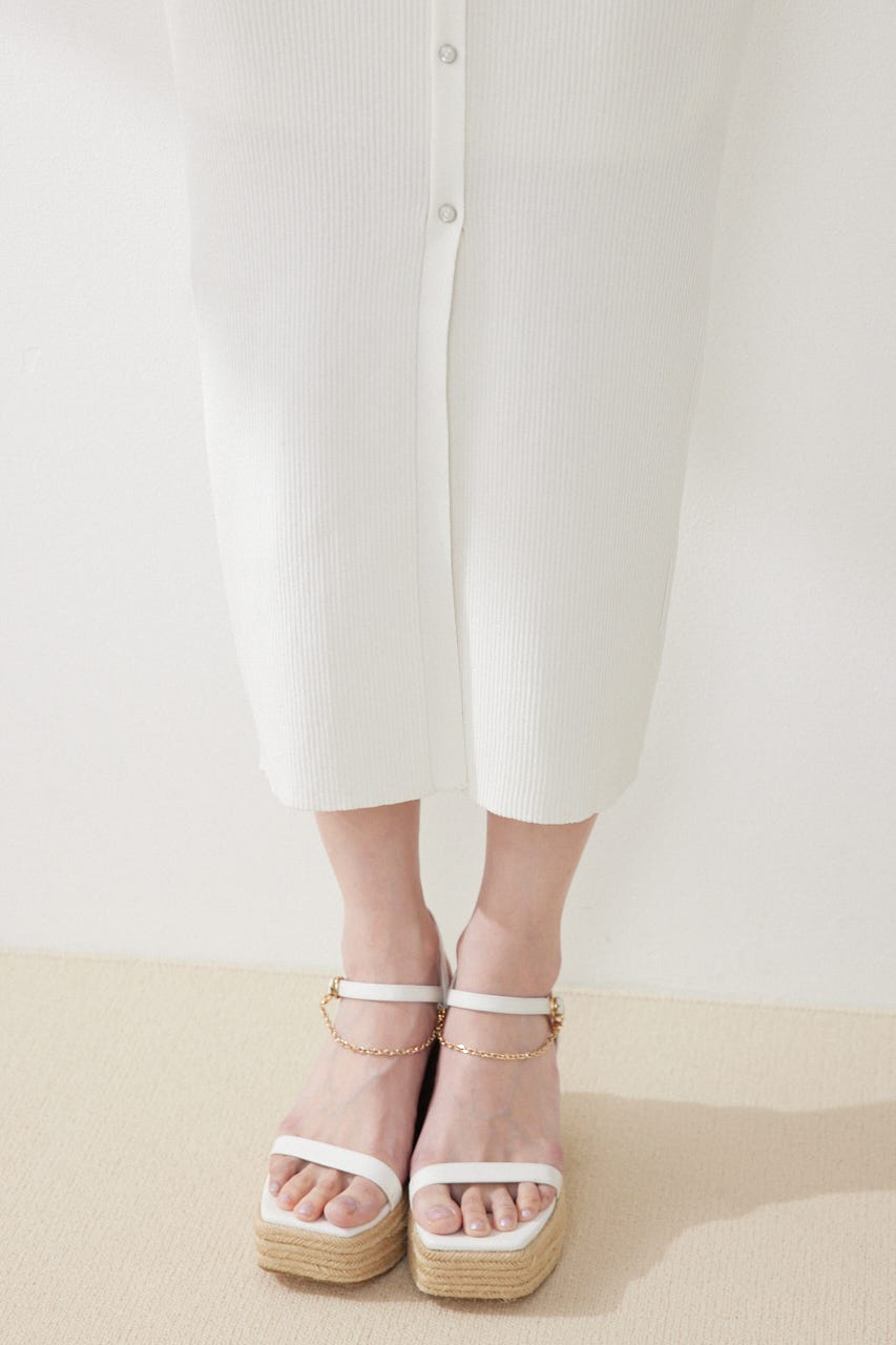 2WAYフロントジップビッグカラータイトニットワンピース WHT FREE