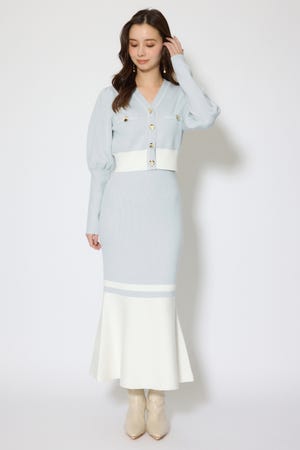 バイカラーカーデセットニットワンピース