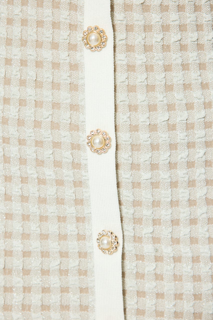 アシンメトリーツイードミニニットワンピース WHT FREE