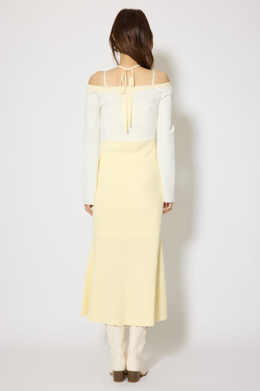 ボーダーカーデセットマーメイドニットワンピース YEL FREE