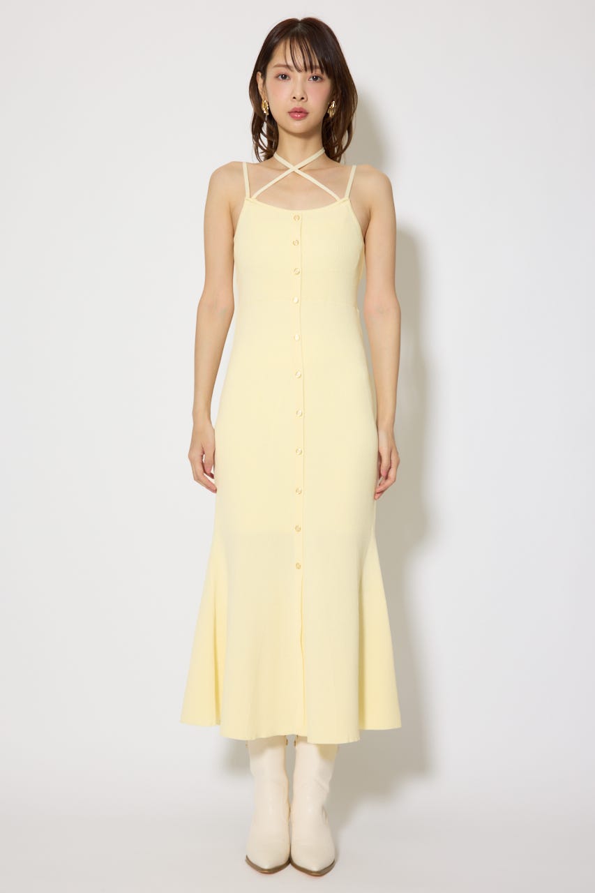 ボーダーカーデセットマーメイドニットワンピース YEL FREE