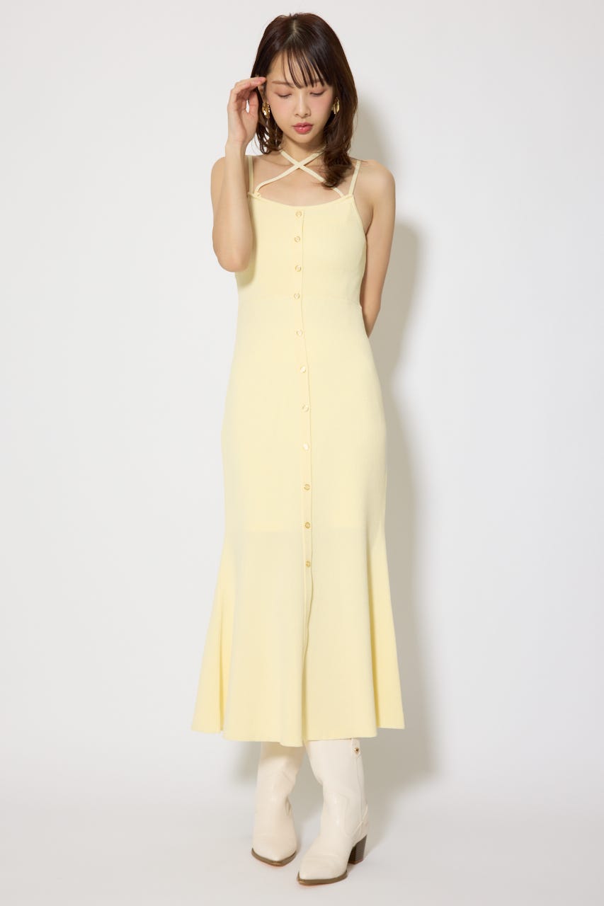 ボーダーカーデセットマーメイドニットワンピース YEL FREE