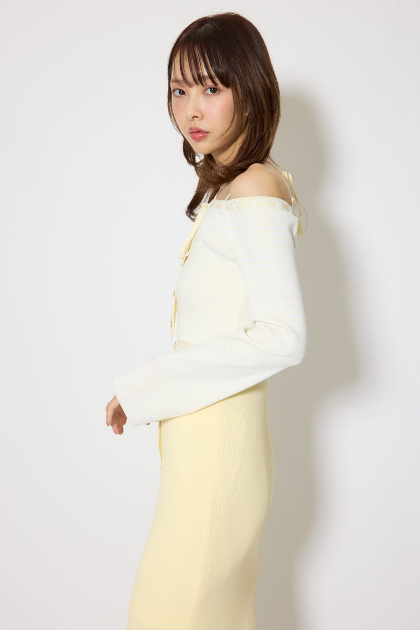 ボーダーカーデセットマーメイドニットワンピース YEL FREE