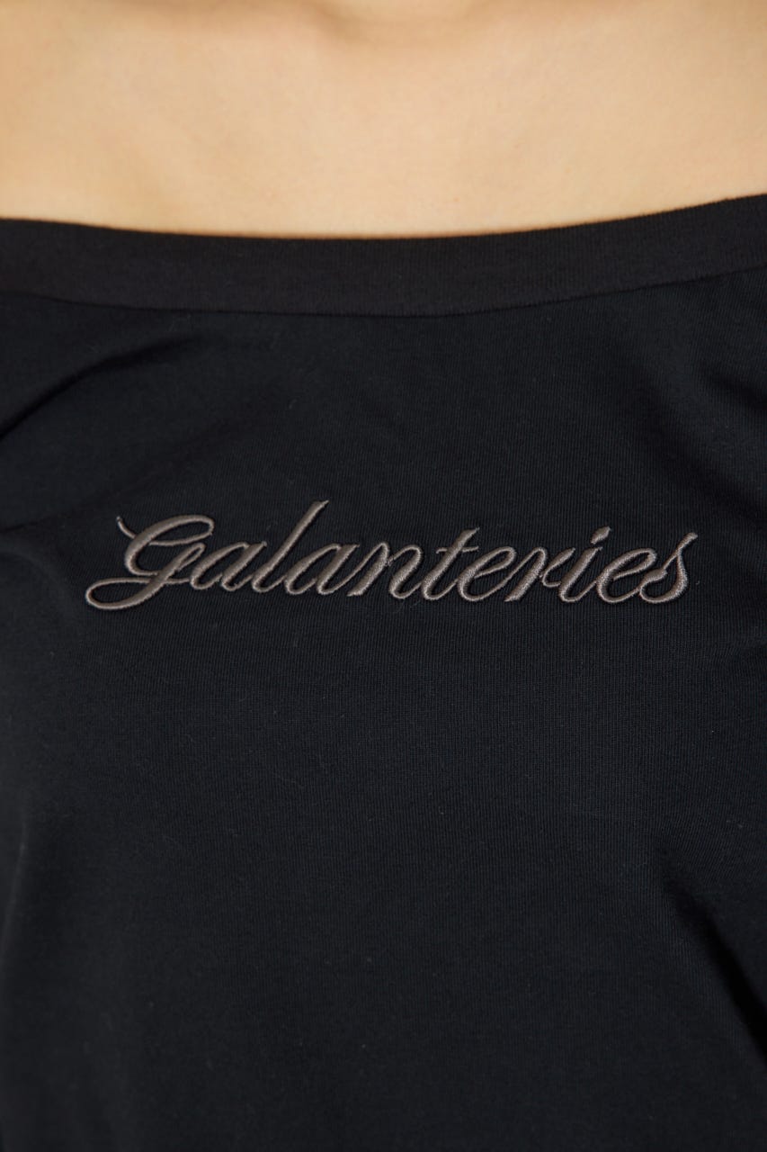 オフショルカットロングTシャツ BLK FREE