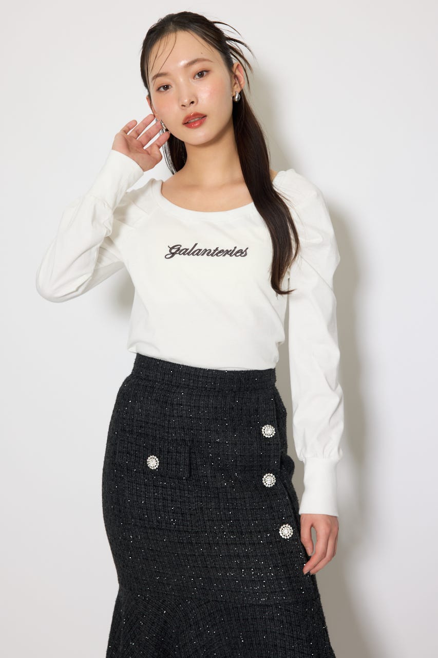 オフショルカットロングTシャツ WHT FREE