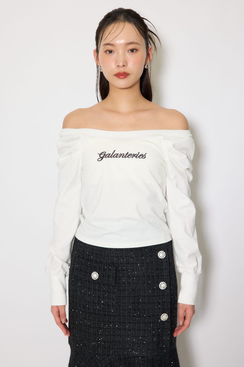 オフショルカットロングTシャツ WHT FREE