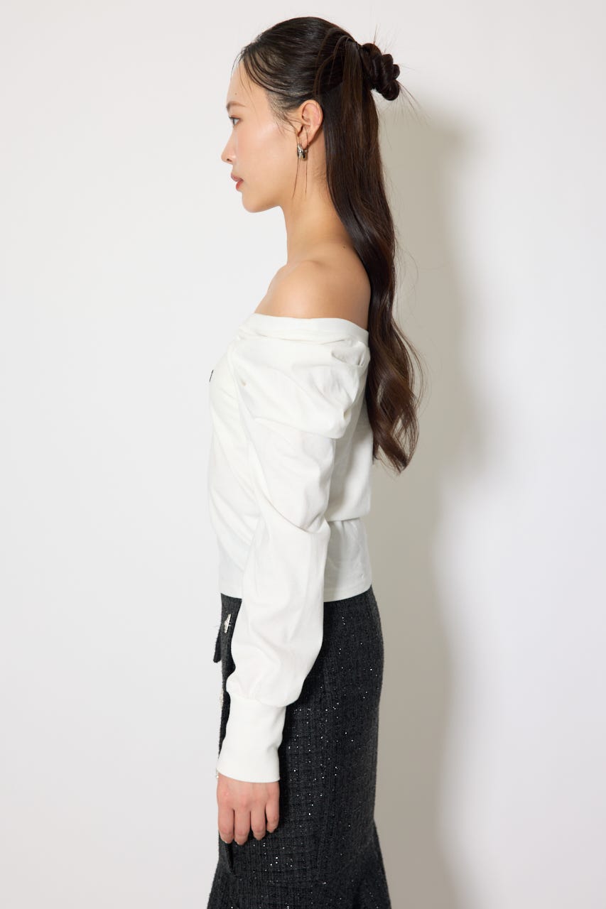 オフショルカットロングTシャツ WHT FREE