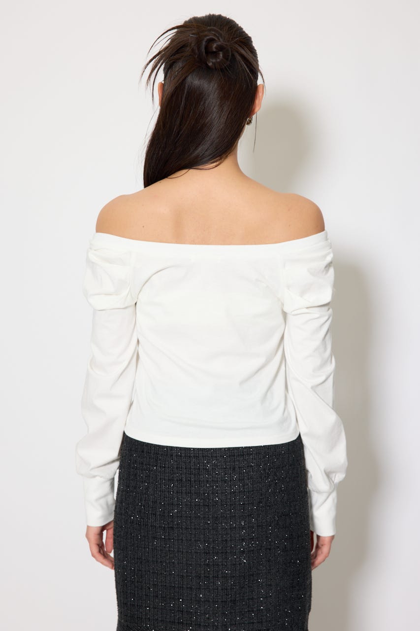 オフショルカットロングTシャツ WHT FREE