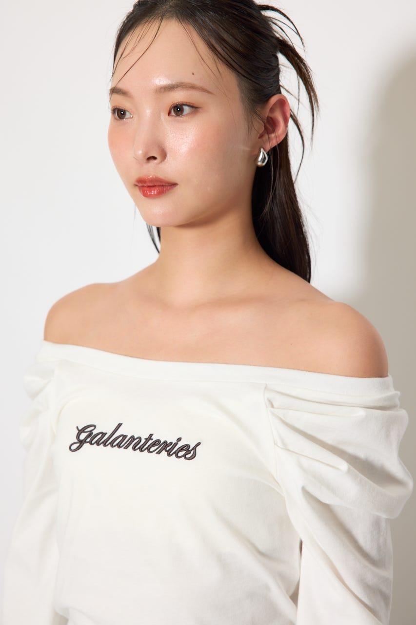 オフショルカットロングTシャツ WHT FREE