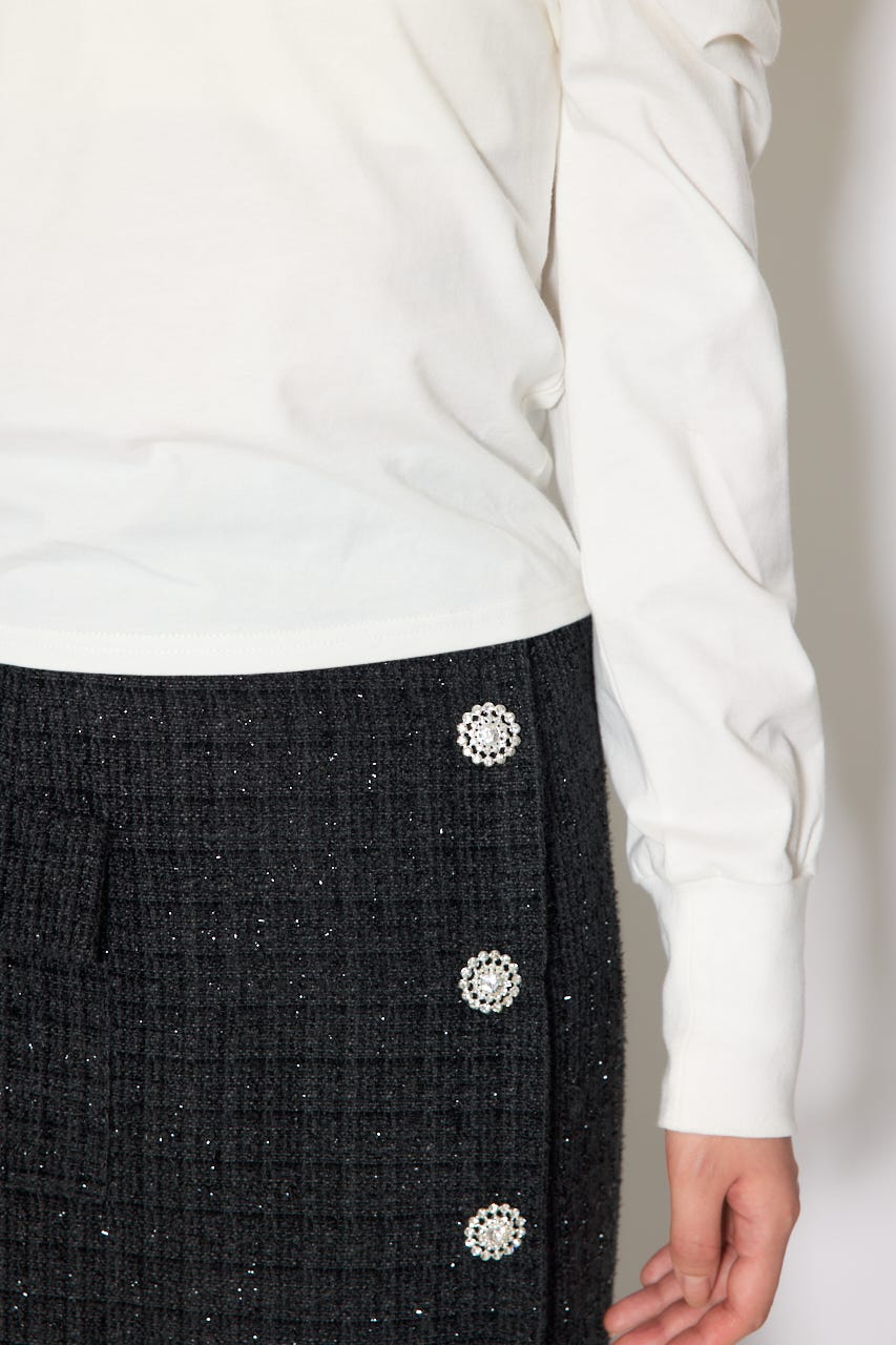 オフショルカットロングTシャツ WHT FREE